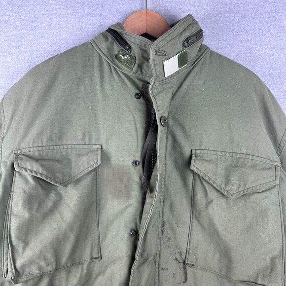 VINTAGE M65 Jacket Regular Green OG 107 Parka Hooded Size Large - Picture 1 of 7